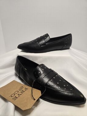 FRYE AND CO. Black Studded Pointed Toe Loafers